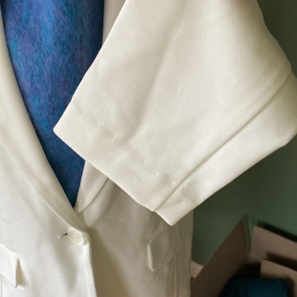 New womens off white Sz L tailored dress don/up business 1 button blazer jacket - Picture 7 of 10
